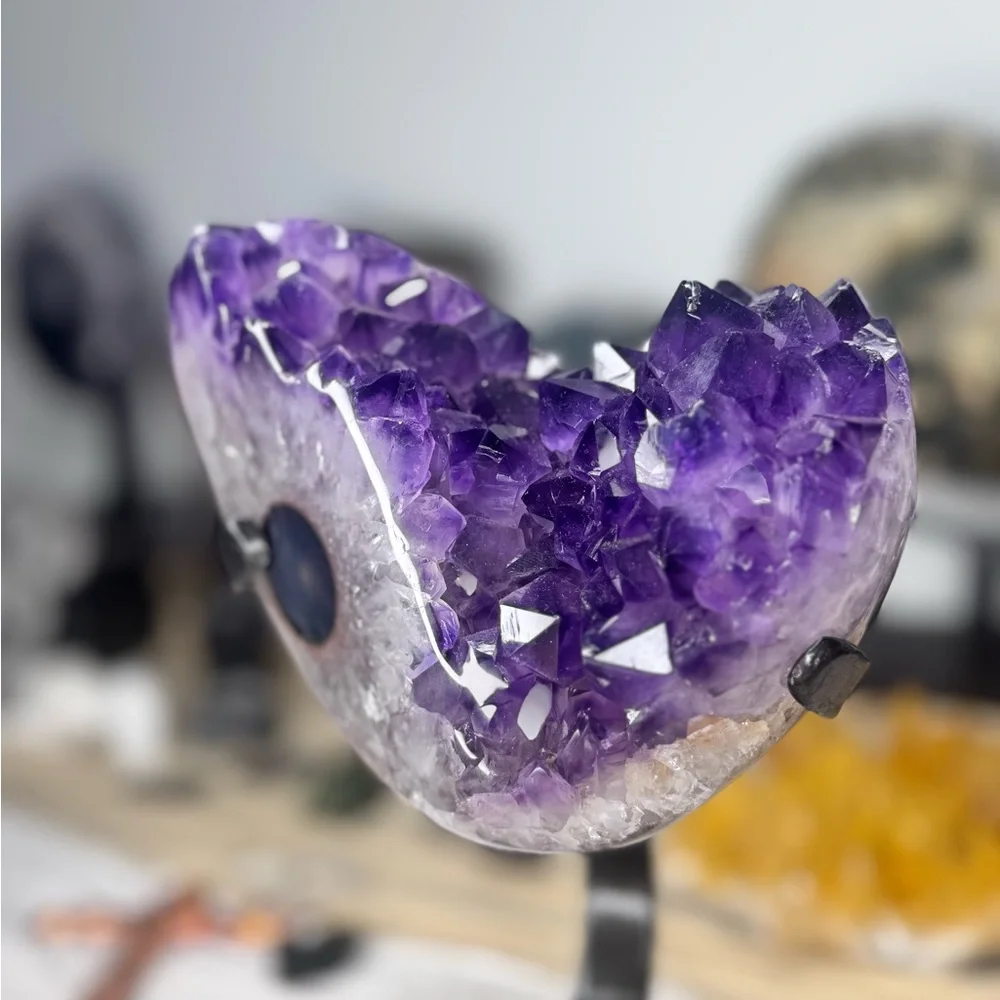 💜 Deep Purple Big Points Amethyst Agate Metal Stand – High Grade from Uruguay 💜 - Picture 4 of 9
